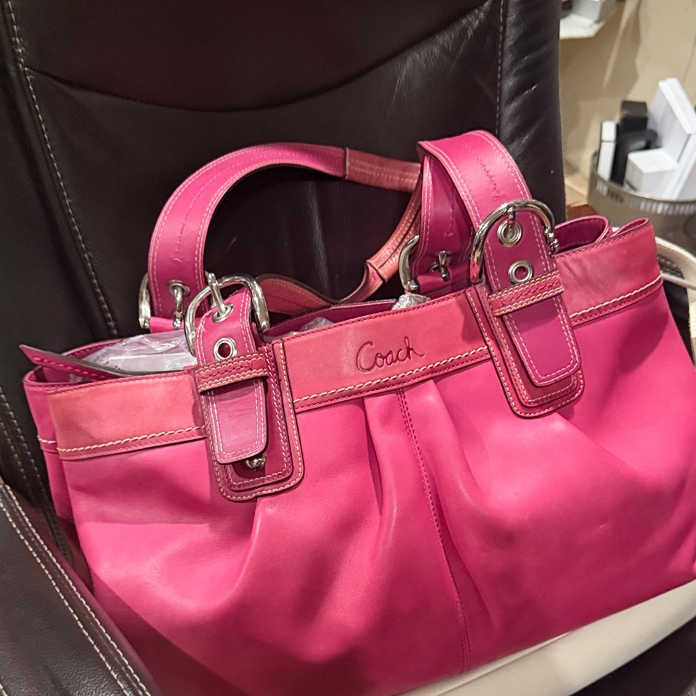 Coach Fuchsia Leather Tote Bag
